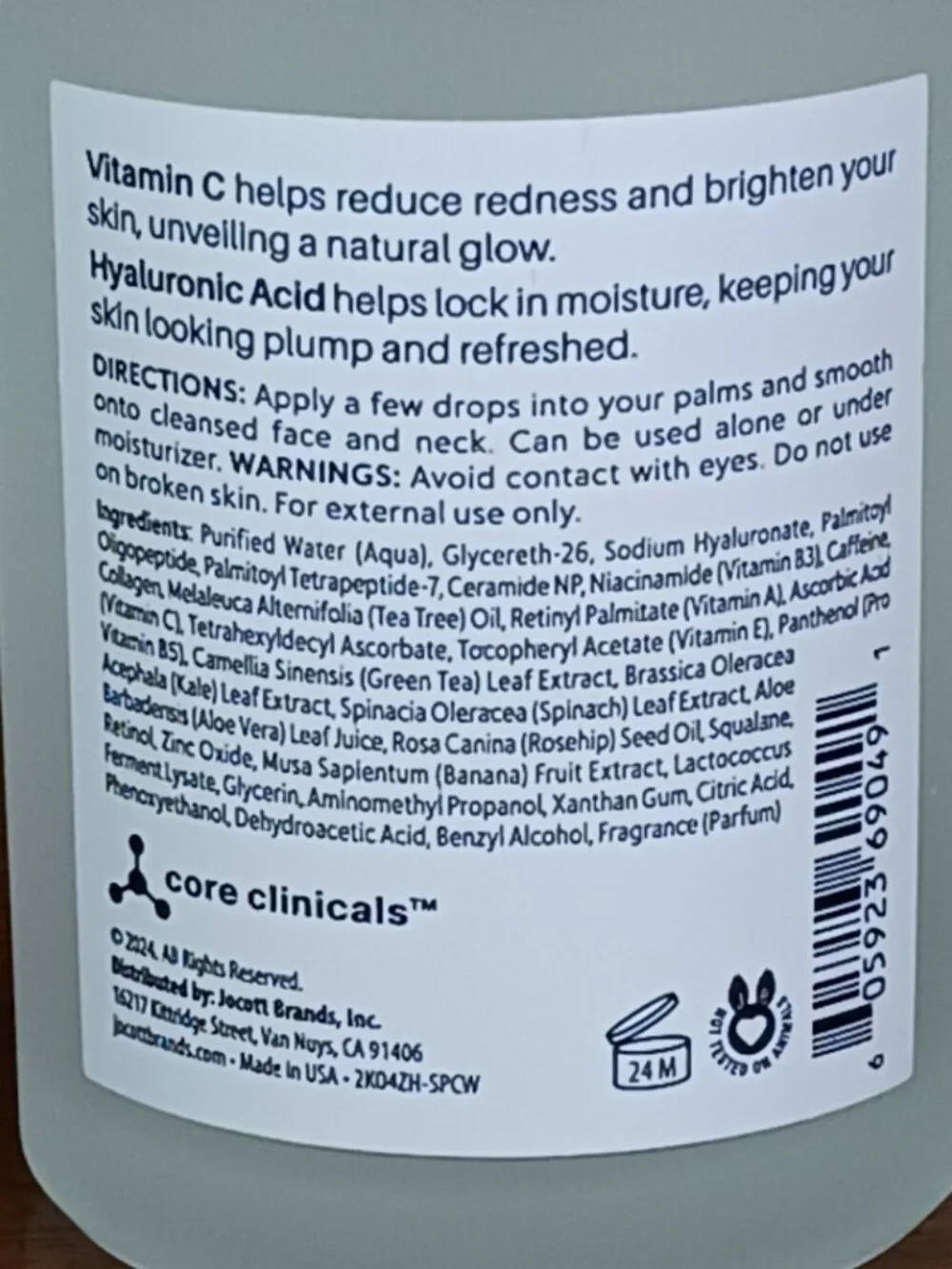 Core Clinicals Vitamin C Hyaluronic Acid Brightening Face Serum 3.4 fl. oz.
